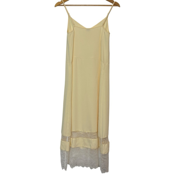 Aritzia Slip Dress Midi Lace Trim Yellow Size Little Moon - Picture 7 of 15